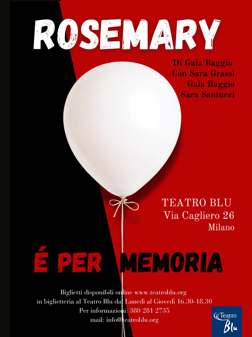 ROSEMARY - É PER MEMORIA. Sabato 6 febbraio 2027 ore 21:00
